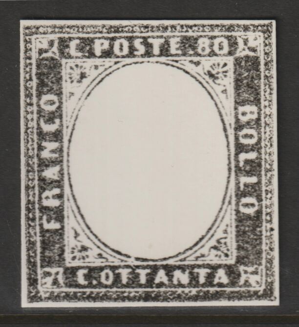 Italy 1851 King Victor Emmanuel 80c twice stamp-size Photographic print from Sperati's own negative with BPA handstamp on back, superb reference, stamps on , stamps on  stamps on sperati, stamps on  stamps on forgery, stamps on  stamps on royalty