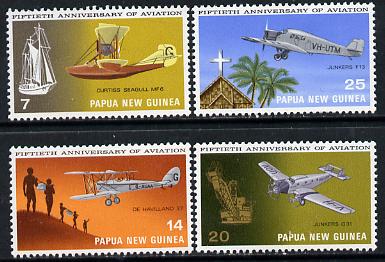 Papua New Guinea 1972 50th Anniversary of Aviation set of 4 unmounted mint, SG 220-23*, stamps on aviation       curtiss mf-6  de havilland dh-37   junkers g-31    f-13