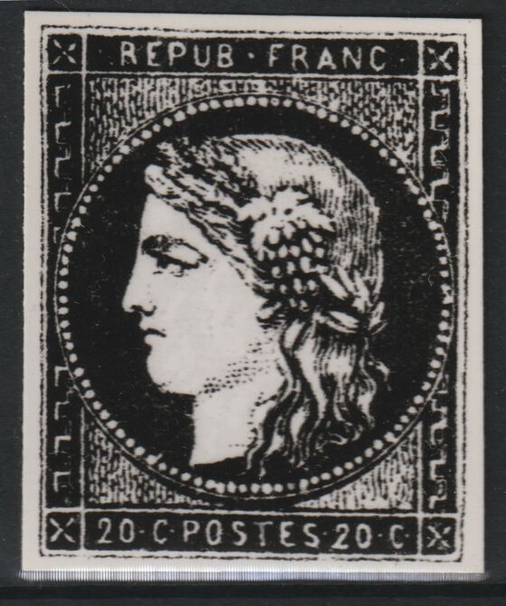 France 1870 Ceres 20c twice stamp-size Photographic print from Speratis own negative with BPA handstamp on back, superb reference, stamps on sperati, stamps on forgery, stamps on 