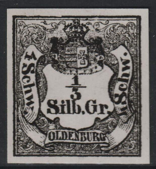 Germany - Oldenburg 1852 1/3sgr twice stamp-size Photographic print from Speratis own negative without handstamp on back, superb reference, stamps on sperati, stamps on forgery, stamps on 