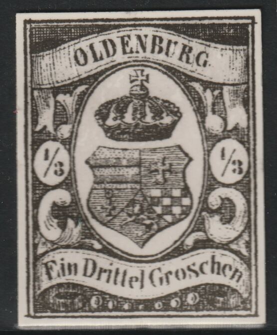 Germany - Oldenburg 1859 1/3g twice stamp-size Photographic print from Sperati's own negative with BPA handstamp on back, superb reference, stamps on , stamps on  stamps on sperati, stamps on  stamps on forgery, stamps on  stamps on 