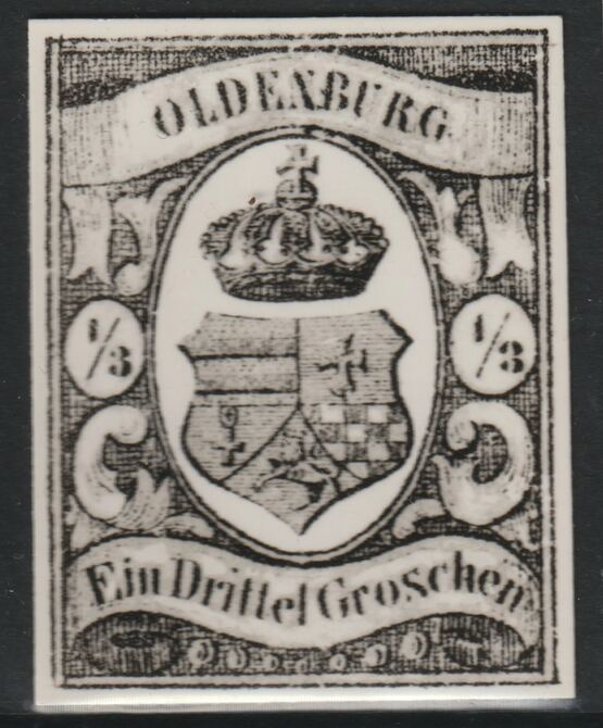 Germany - Oldenburg 1859 1/3g twice stamp-size Photographic print from Speratis own negative with BPA handstamp on back, superb reference, stamps on sperati, stamps on forgery, stamps on 
