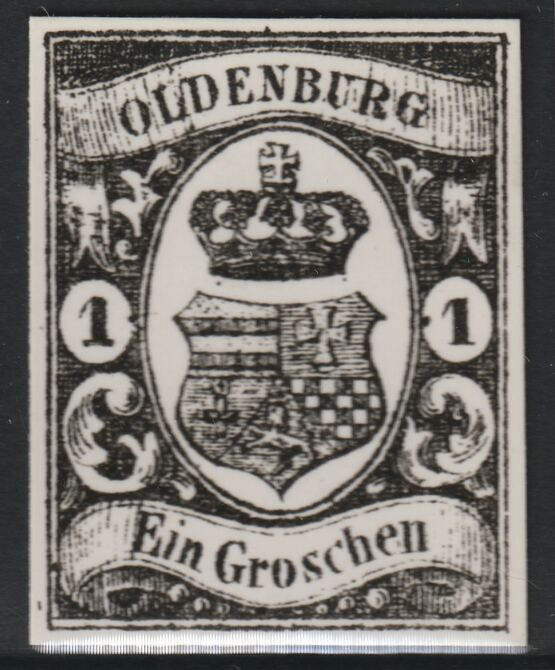 Germany - Oldenburg 1859 1g twice stamp-size Photographic print from Speratis own negative with BPA handstamp on back, superb reference, stamps on sperati, stamps on forgery, stamps on 