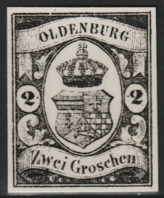 Germany - Oldenburg 1859 2g twice stamp-size Photographic print from Speratis own negative with BPA handstamp on back, superb reference, stamps on sperati, stamps on forgery, stamps on 