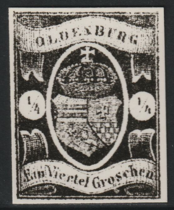 Germany - Oldenburg 1861 1/4g twice stamp-size Photographic print from Speratis own negative with BPA handstamp on back, superb reference, stamps on sperati, stamps on forgery, stamps on 