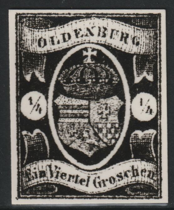 Germany - Oldenburg 1861 1/4g twice stamp-size Photographic print from Speratis own negative with BPA handstamp on back, superb reference, stamps on sperati, stamps on forgery, stamps on 