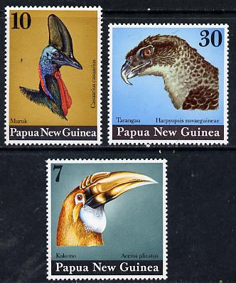 Papua New Guinea 1974 Birds Heads set of 3 unmounted mint, SG 270-72, stamps on , stamps on  stamps on birds, stamps on hornbill, stamps on birds of prey, stamps on eagle