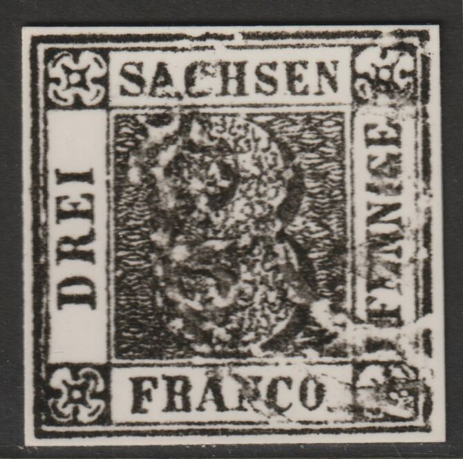 Germany - Saxony 1850 Numeral 3pf twice stamp-size Photographic print from Sperati's own negative with BPA handstamp on back, superb reference, stamps on , stamps on  stamps on sperati, stamps on  stamps on forgery, stamps on  stamps on 