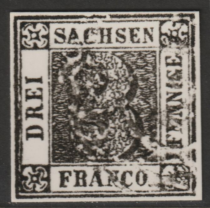 Germany - Saxony 1850 Numeral 3pf twice stamp-size Photographic print from Speratis own negative with BPA handstamp on back, superb reference, stamps on sperati, stamps on forgery, stamps on 