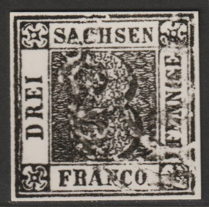 Germany - Saxony 1850 Numeral 3pf twice stamp-size Photographic print from Speratis own negative with BPA handstamp on back, superb reference, stamps on sperati, stamps on forgery, stamps on 