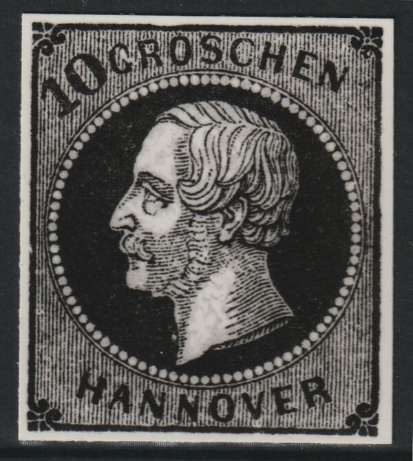Germany - Hanover 1859 King George 10g twice stamp-size Photographic print from Speratis own negative with BPA handstamp on back, superb reference, stamps on sperati, stamps on forgery, stamps on 