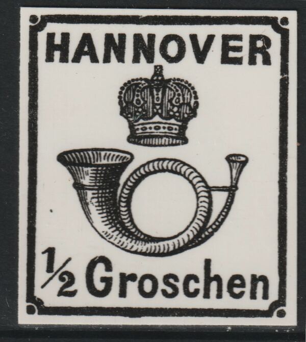 Germany - Hanover 1860 Posthorn  1/2g twice stamp-size Photographic print from Speratis own negative with BPA handstamp on back, superb reference, stamps on sperati, stamps on forgery, stamps on 