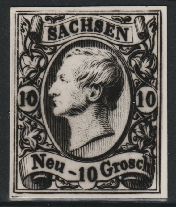 Germany - Saxony 1855 King Johann 10ngr twice stamp-size Photographic print from Speratis own negative with BPA handstamp on back, superb reference, stamps on sperati, stamps on forgery, stamps on 