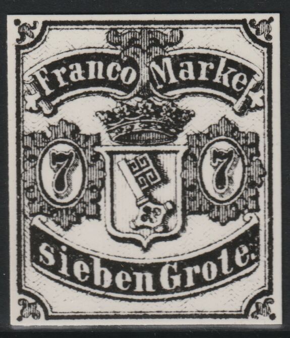 Germany - Bremen 1856 7gr twice stamp-size Photographic print from Speratis own negative with BPA handstamp on back, superb reference, stamps on sperati, stamps on forgery, stamps on 