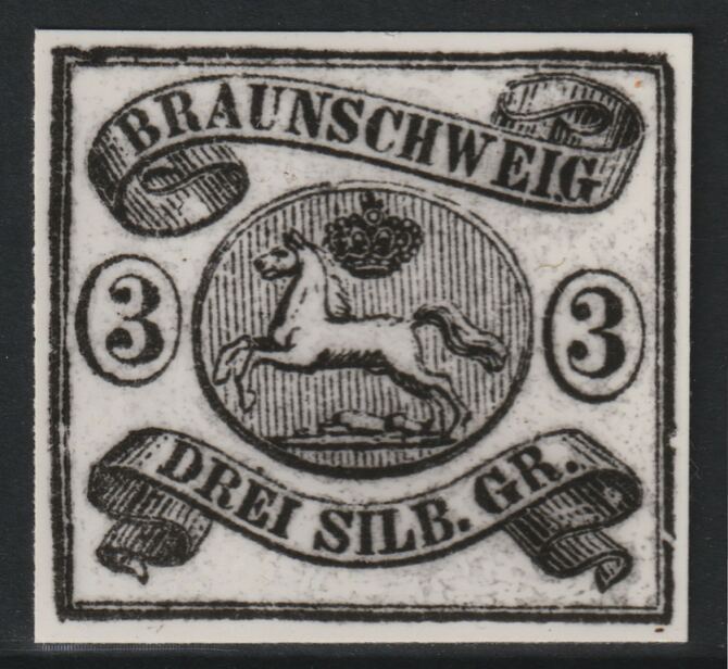 Germany - Brunswick 1852 Duke Wilhelm 2gr twice stamp-size Photographic print from Sperati's own negative with BPA handstamp on back, superb reference, stamps on , stamps on  stamps on sperati, stamps on  stamps on forgery, stamps on  stamps on 