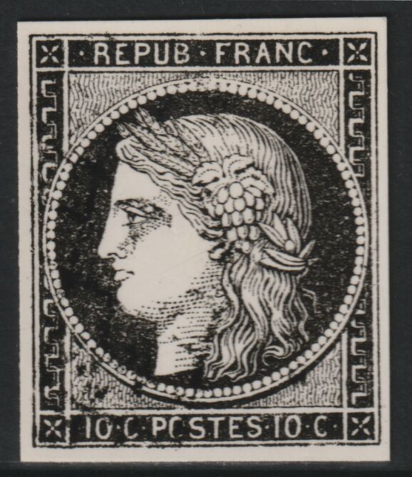 France 1849 Ceres 10c twice stamp-size Photographic print from Sperati's own negative with BPA handstamp on back, superb reference, stamps on , stamps on  stamps on sperati, stamps on  stamps on forgery, stamps on  stamps on 
