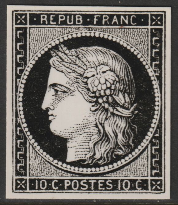 France 1849 Ceres 10c twice stamp-size Photographic print from Speratis own negative with BPA handstamp on back, superb reference, stamps on sperati, stamps on forgery, stamps on 