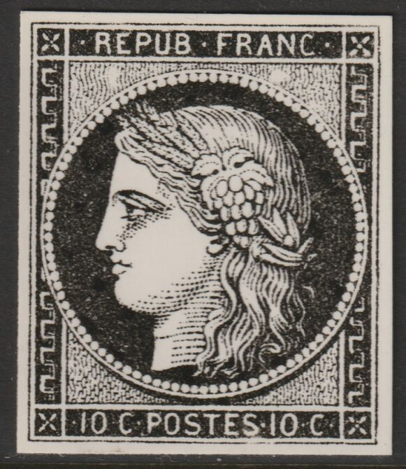 France 1849 Ceres 10c twice stamp-size Photographic print from Speratis own negative with BPA handstamp on back, superb reference, stamps on sperati, stamps on forgery, stamps on 