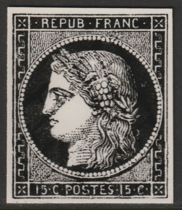 France 1849 Ceres 15c twice stamp-size Photographic print from Speratis own negative with BPA handstamp on back, superb reference, stamps on sperati, stamps on forgery, stamps on 