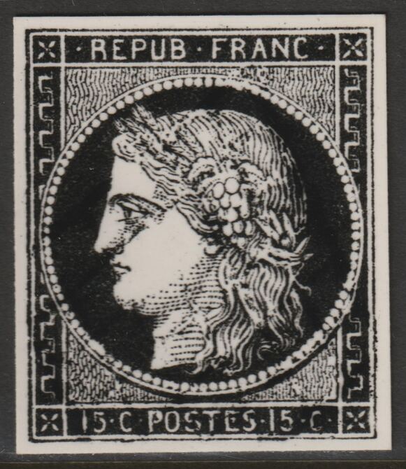 France 1849 Ceres 15c twice stamp-size Photographic print from Sperati's own negative with BPA handstamp on back, superb reference, stamps on , stamps on  stamps on sperati, stamps on  stamps on forgery, stamps on  stamps on 