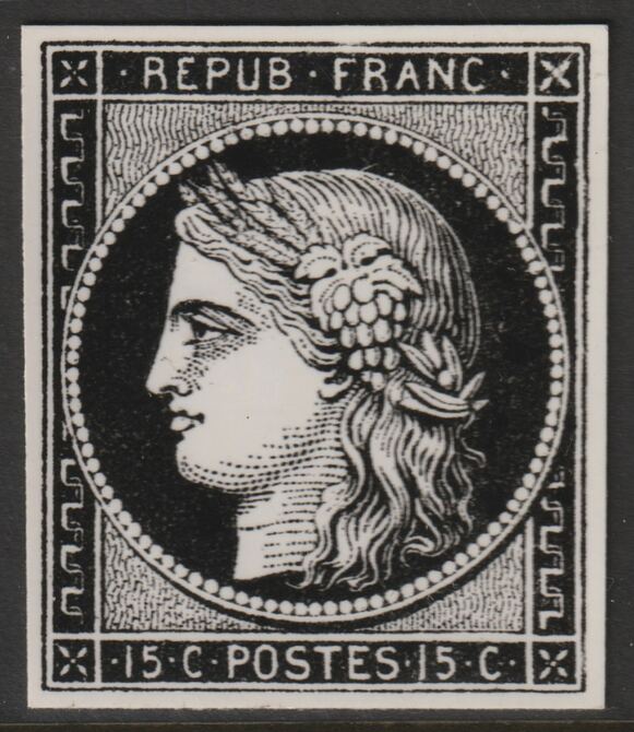 France 1849 Ceres 15c twice stamp-size Photographic print from Speratis own negative with BPA handstamp on back, superb reference, stamps on sperati, stamps on forgery, stamps on 