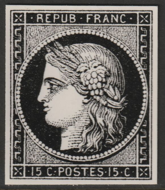 France 1849 Ceres 15c twice stamp-size Photographic print from Speratis own negative with BPA handstamp on back, superb reference, stamps on sperati, stamps on forgery, stamps on 