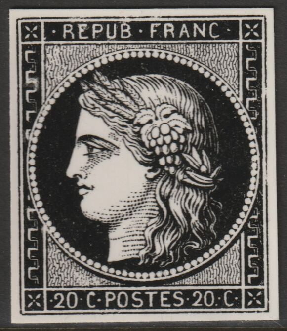 France 1849 Ceres 20c twice stamp-size Photographic print from Sperati's own negative with BPA handstamp on back, superb reference, stamps on , stamps on  stamps on sperati, stamps on  stamps on forgery, stamps on  stamps on 