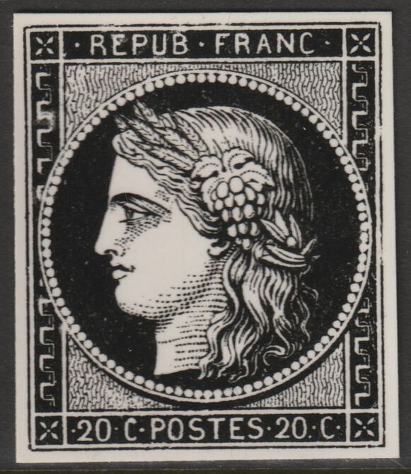 France 1849 Ceres 20c twice stamp-size Photographic print from Sperati's own negative with BPA handstamp on back, superb reference, stamps on , stamps on  stamps on sperati, stamps on  stamps on forgery, stamps on  stamps on 