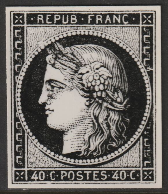 France 1849 Ceres 40c twice stamp-size Photographic print from Speratis own negative with BPA handstamp on back, superb reference, stamps on sperati, stamps on forgery, stamps on 
