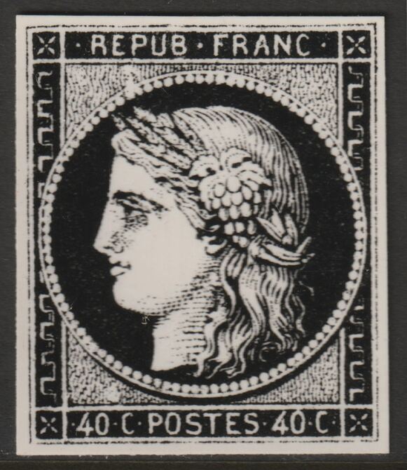 France 1849 Ceres 40c twice stamp-size Photographic print from Speratis own negative with BPA handstamp on back, superb reference, stamps on sperati, stamps on forgery, stamps on 