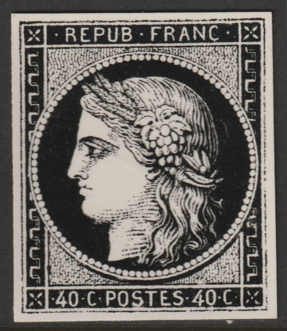 France 1849 Ceres 40c twice stamp-size Photographic print from Sperati's own negative with BPA handstamp on back, superb reference, stamps on , stamps on  stamps on sperati, stamps on  stamps on forgery, stamps on  stamps on 
