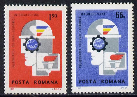 Rumania 1969 Inter-European Cultural Economic Co-operation set of 2, SG 3722-23, Mi 2764-65 unmounted mint*, stamps on economics