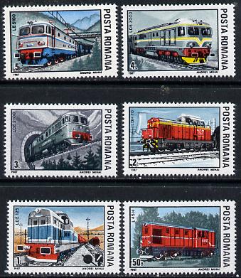 Rumania 1987 Railway Locomotives set of 6 unmounted mint, SG 5135-40, Mi 4366-71*, stamps on railways