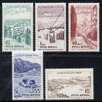 Rumania 1964 Mountain Resorts set of 5 unmounted mint, SG 3160-64, Mi 2294-98*, stamps on , stamps on  stamps on tourism, stamps on  stamps on hotels, stamps on  stamps on mountains