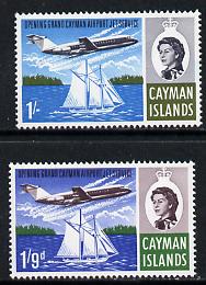 Cayman Islands 1966 Opening of Jet Service set of 2 unmounted mint, SG 203-04*, stamps on , stamps on  stamps on aviation, stamps on  stamps on ships, stamps on  stamps on schooner, stamps on  stamps on bac-111, stamps on  stamps on 