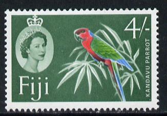 Fiji 1967 Parrot 4s (green background wmk s/ways) unmounted mint SG 359, stamps on birds    parrots
