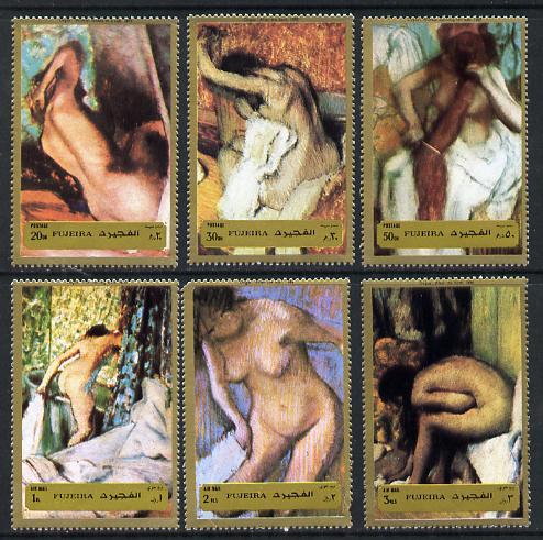 Fujeira 1972 Paintings (Nudes) by Degas set of 6 (Mi 1265-70A) unmounted mint, stamps on , stamps on  stamps on arts    nudes    degas