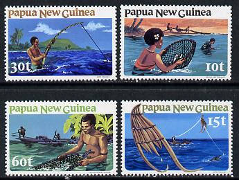 Papua New Guinea 1981 Fishing of 4 unmounted mint, SG 417-20*, stamps on , stamps on  stamps on fishing