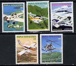 Papua New Guinea 1981 Mission Aviation set of 5, SG 412-16 unmounted mint*, stamps on , stamps on  stamps on aviation    heicopters  junkers   piper    cessna  