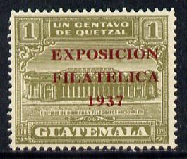 Guatemala 1937 1c olive (GPO Building) opt