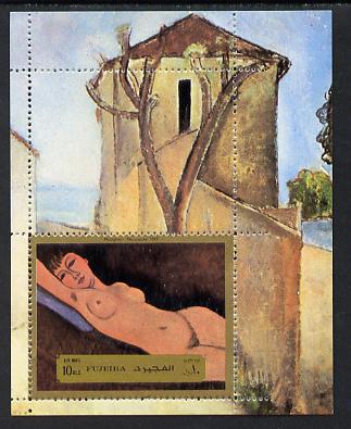 Fujeira 1972 Paintings (Nude) by Modigliani 10r m/sheet unmounted mint Mi BL 117A, stamps on , stamps on  stamps on arts, stamps on  stamps on nudes