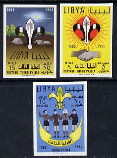 Libya 1962 Boy Scout's Meeting imperf set of 3 unmounted mint, as SG 278-80, stamps on , stamps on  stamps on scouts