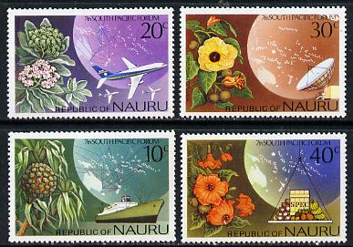 Nauru 1976 South Pacific Forum set of 4 unmounted mint, SG 151-54, stamps on communications    fruit    flowers    aviation    boeing 737    fokker f-28