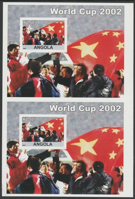 Angola 2001 uncut proof pair of imperf m/sheets (World Cup Football) unmounted mint. Note this item is privately produced and is offered purely on its thematic appeal  (overall size 230 x 155 mm)                                                                                                                                                                                                                                                                                                                                                                                                                                                                                                                                                                                                                                                                                                                                                                                                                                                                                                  , stamps on , stamps on  stamps on football