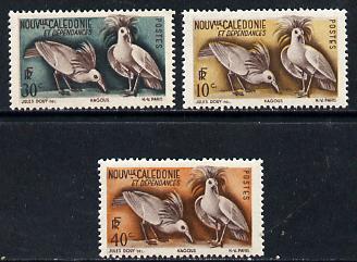 New Caledonia 1948 Birds (Kagus) 3 values from def set of 22, SG 306-08 unmounted mint*, stamps on , stamps on  stamps on birds