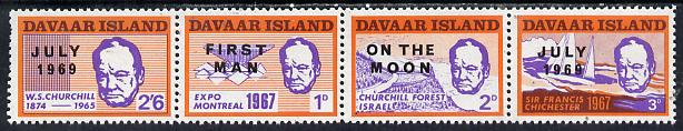 Davaar Island 1969 Churchill set of 4 opt'd Moon Landing unmounted mint, stamps on churchill    personalities    space
