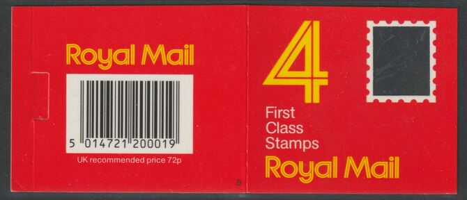 Booklet - Great Britain 1987 Laminated Window cover with 4 x 18p 1st class stamps with cyl B10, stamps on , stamps on  stamps on machins