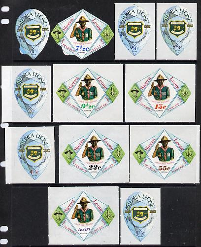 Sierra Leone 1969 Boy Scouts Diamond Jubilee self-adhesive set of 12 unmounted mint, SG 493-504, stamps on , stamps on  stamps on scouts    self adhesive