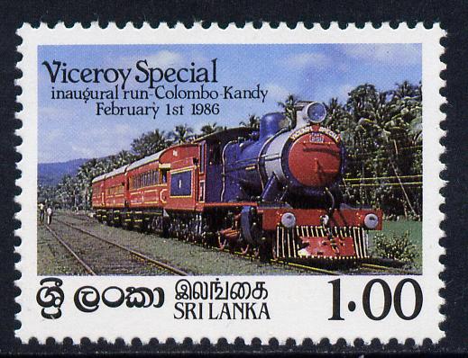 Sri Lanka 1986 Inaugural Run of Viceroy Special Train unmounted mint, SG 924, stamps on railways