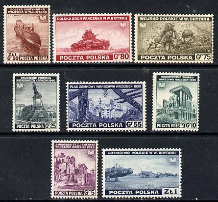 Poland 1941 Govt in Exile Pictorial set of 8 unmounted mint, SG 478-95, Mi 360-67, stamps on , stamps on  stamps on ww2    militaria     tanks     aviation   submarines, stamps on  stamps on  ww2 , stamps on  stamps on 